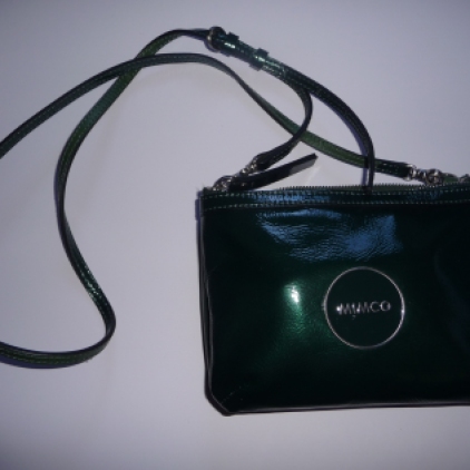 Mimco Hip Bag front view dark green patent