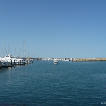 Boat setting off from Hillarys Marina out into the Indian Ocean