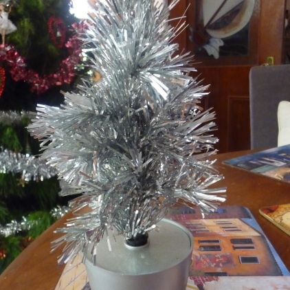 The tinsel tree - a back up in case it gets too hot and the other one wilts before January!