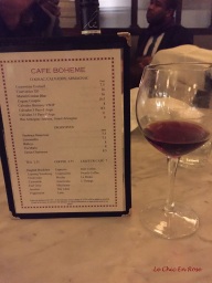 Drinks menu Cafe Boheme