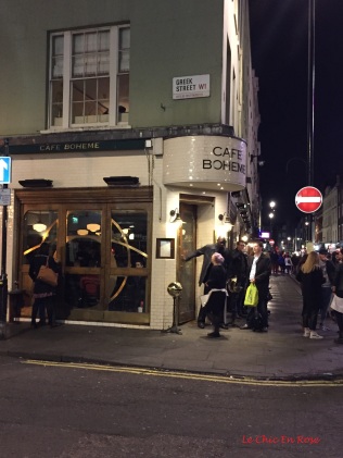 Cafe Boheme exterior - on the corner of Greek Street and Compton Street London W1