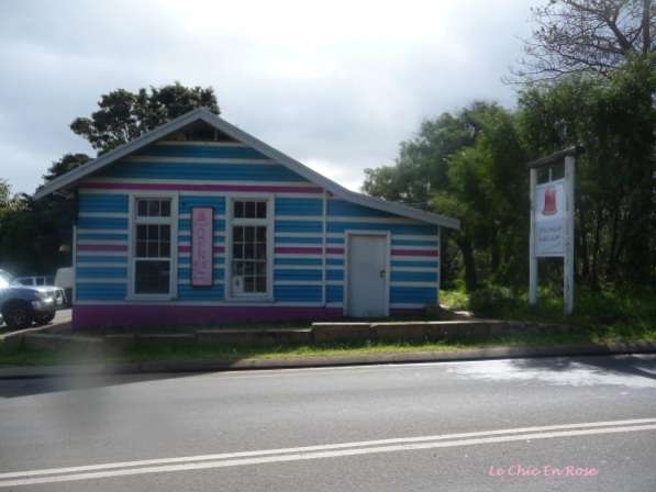 The pretty blue and pink weatherboard bakery