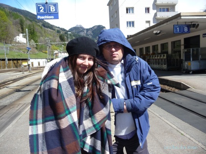 Mlle And Monsieur Huddled Up Against The Cold At Poschiavo
