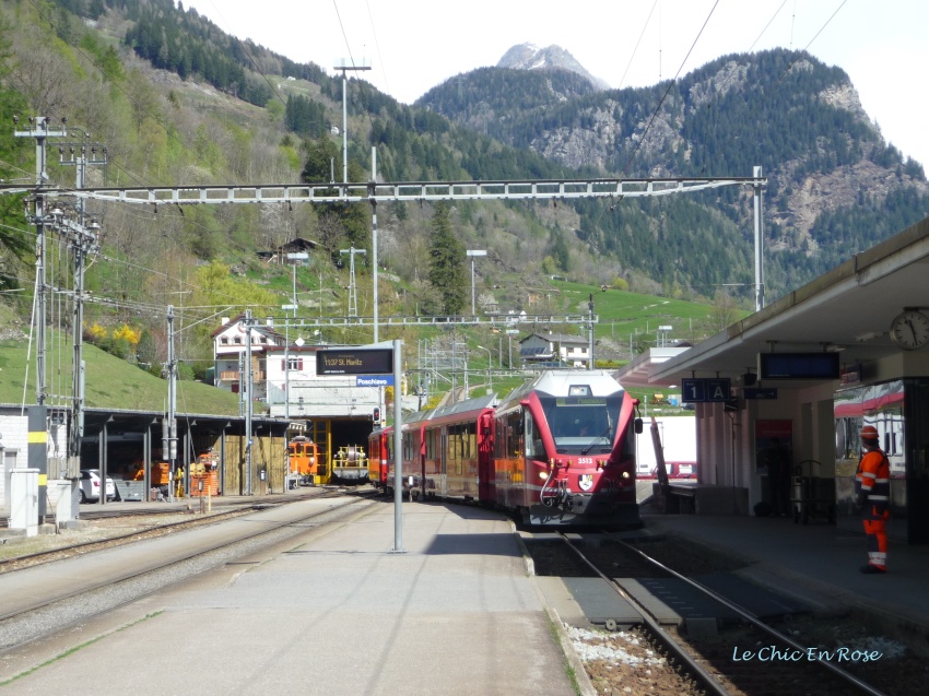 The Bernina Express Train Approaching Poschiavo