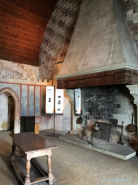 Large fireplace in the dining quarters