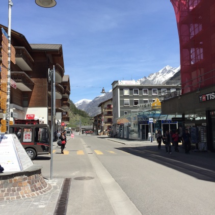 View down the high street Zermatt